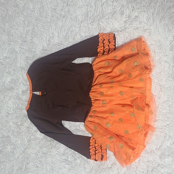 Girls Halloween Pumpkin Outfit Set Ruffle leggings Dress Emily Rose GUC size 4 - Picture 5 of 6